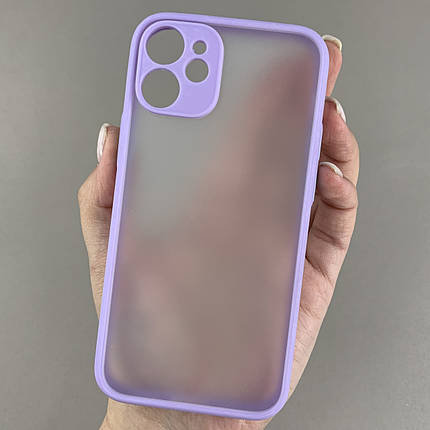 Чохол для Apple iPhone 12 Mini чохол із захистом для камери з кольоровими кнопками на айфон 12 міні бузковий tcb, фото 1