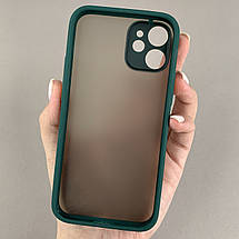 Чохол для Apple iPhone 12 Mini із захистом для камери з кольоровими кнопками на айфон 12 міні темно-зелений tcb, фото 2