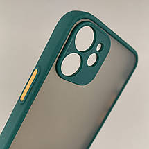 Чохол для Apple iPhone 12 Mini із захистом для камери з кольоровими кнопками на айфон 12 міні темно-зелений tcb, фото 3