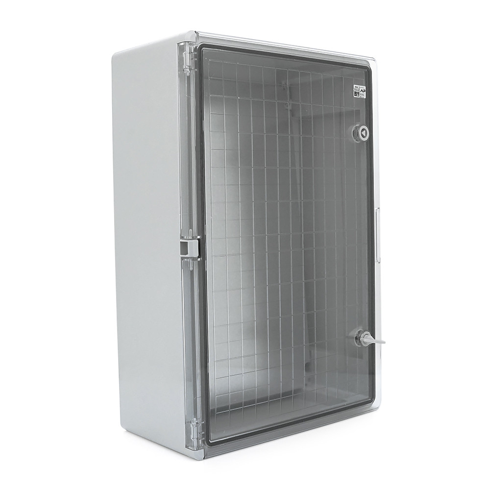 Бокс міцний з ABS пластику з монтажною панеллю 600х400х200, з прозорими дверцятами, IP65, фото 1