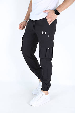 Чоловічі штани карго Under Armour чорні спортивні Джогери Андер Армор з бічними кишенями, фото 1