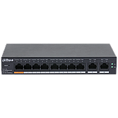 8-портовий керований PoE комутатор DH-CS4010-8ET-60 з 8 портами POE 100Мбіт + 2 порти UP-Link 1000Мбіт, 60Вт,