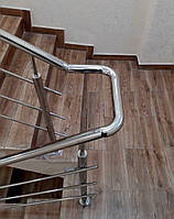 Перила/огородження з нержавійки AISI 304, поручень Ø38 мм, стійка Ø32 мм, 3 ригелі Ø12 мм, фланцеве кріплення