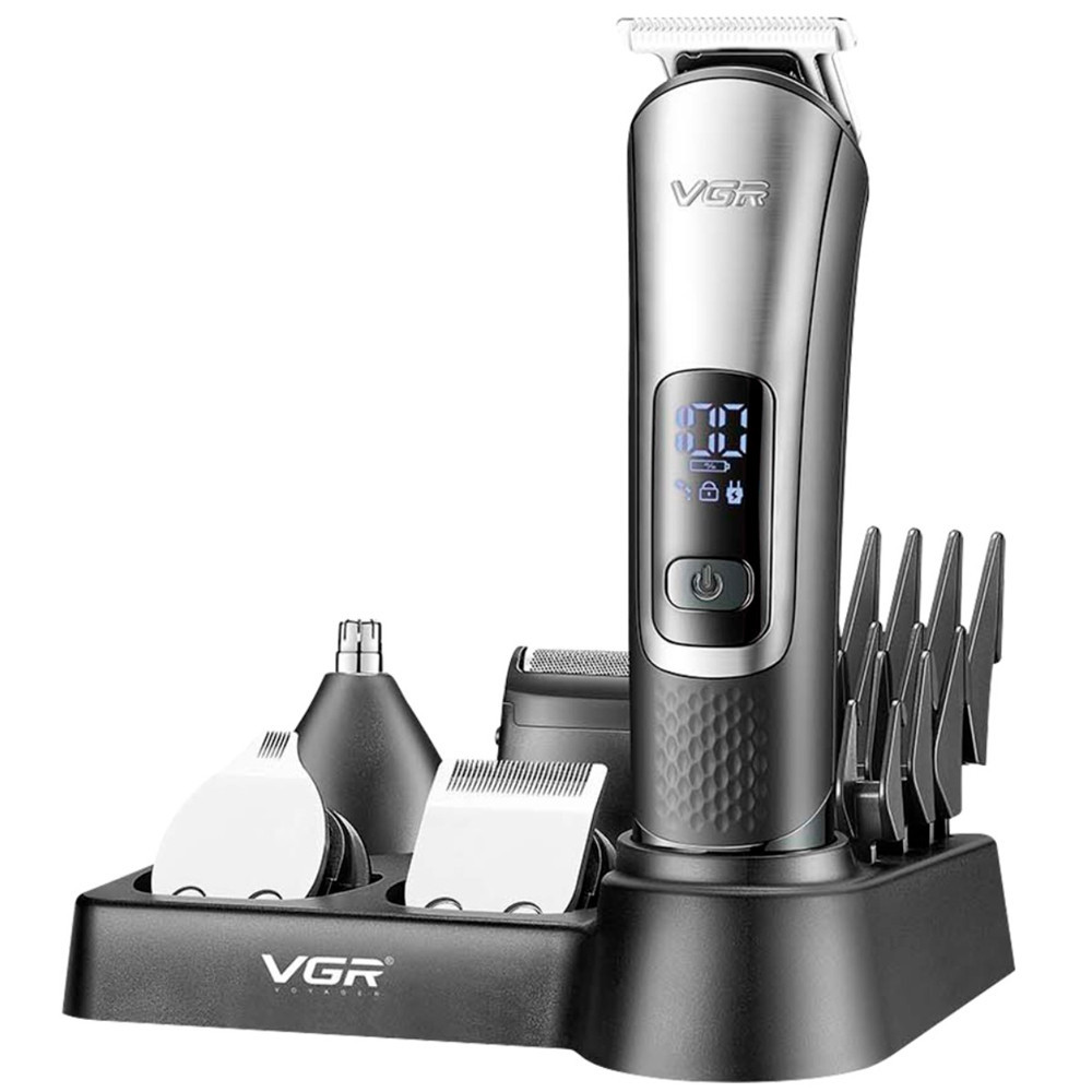 Набір для стрижки VGR 5 в 1 V-111, 9 насадок, LED display, Box, фото 1