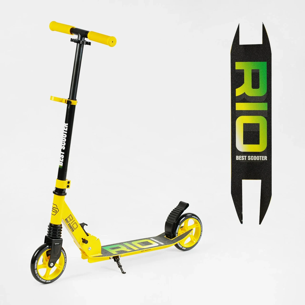Складаний двоколісний самокат Best Scooter R-35959 з переднім амортизатором/жовтий