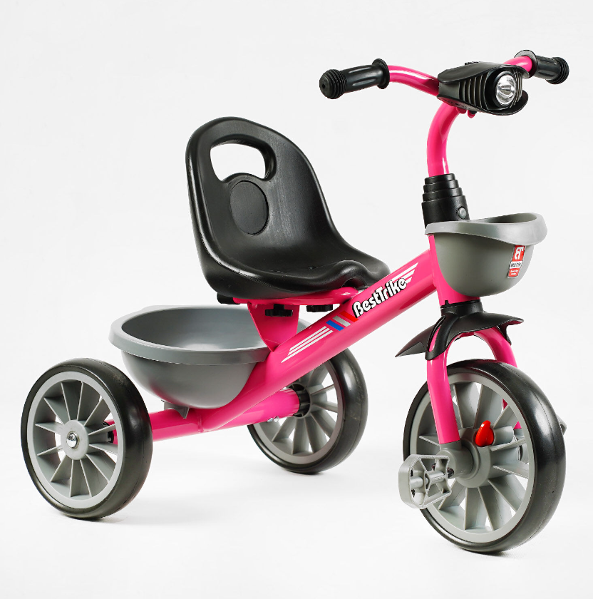 Дитячий триколісний велосипед Best Trike BS-20470 на ЄВА колесах, фара з музикою і світлом рожевий