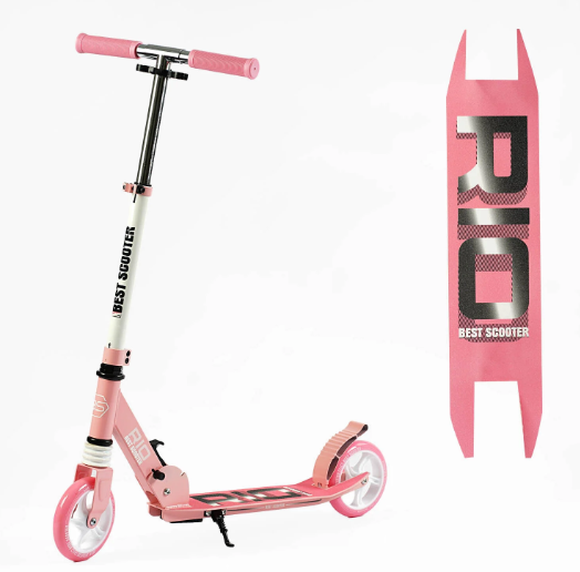 Самокат складаний двоколісний "Best Scooter" R — 23617 колеса PU 145 мм, 1 амортизатор/рожевий для дівчинки