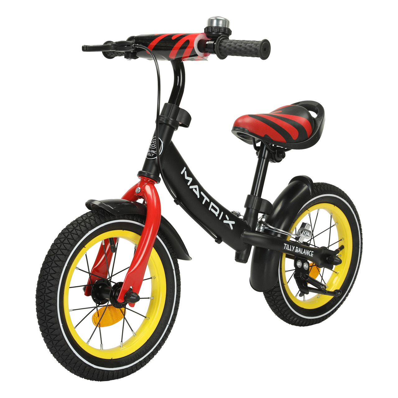 Дитячий біговел-велобіг BALANCE TILLY колеса 12 дюймів Matrix T-21259/1 Black Yellow з ручним гальмом