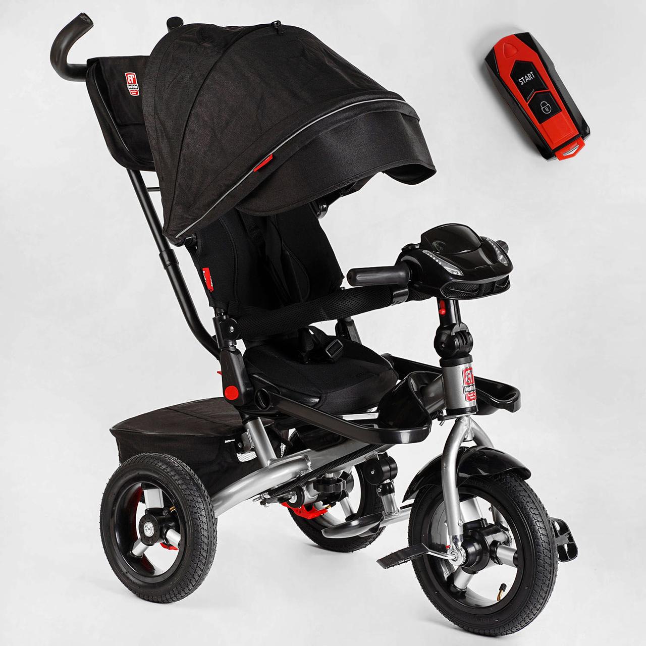 Велосипед КОЛЯСКА триколісний Best Trike 6088 F-600-19 з музичною ФАРОЮ та USB / колеса НАДУВНІ / чорний