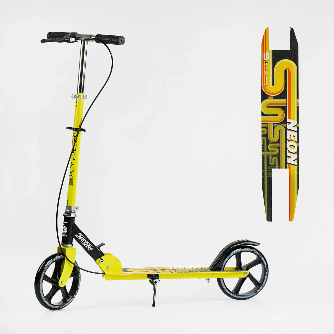 Дитячий складаний самокат "Skyper Neon" N-81483 з ручним гальмом