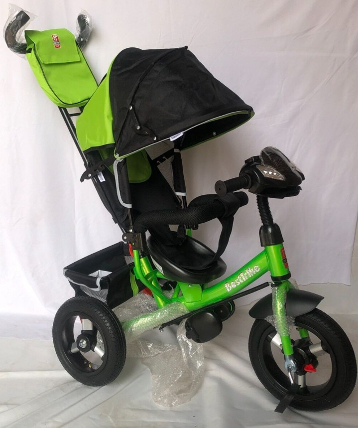 Велосипед коляска триколісний Best Trike 3390/36-007 на надувних колесах Салатовий