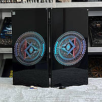 Нарди скляні у поєднанні з деревом 60×30 см подарункові з масонськими та езотеричними мотивами, фото 2