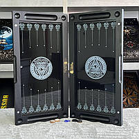 Нарди скляні у поєднанні з деревом 60×30 см подарункові з масонськими та езотеричними мотивами, фото 3