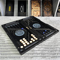 Нарди скляні у поєднанні з деревом 60×30 см подарункові з масонськими та езотеричними мотивами, фото 7