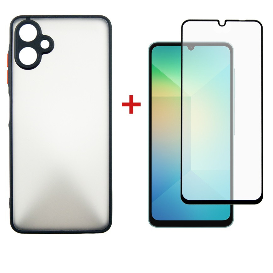 Чохол-накладка Dengos Matt для Samsung Galaxy A06 SM-A065 Black (DG-KM-126) + захисне скло, фото 1