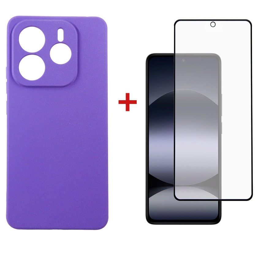 Чохол-накладка Dengos Carbon для Xiaomi Redmi Note 14 5G Purple (DG-KM-129) + захисне скло, фото 1