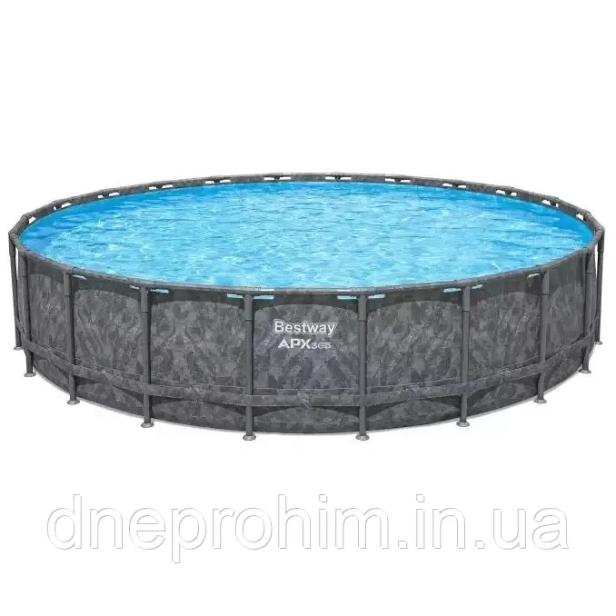 Каркасний басейн Bestway Grey 561JZ (671х132 см) з пісочним фільтром, тентом і драбиною