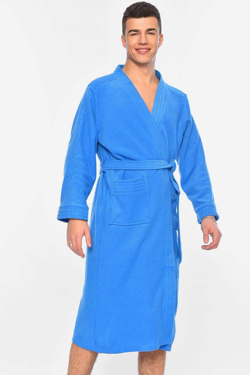Халат чоловічий махровий синього кольору 168596P, фото 1