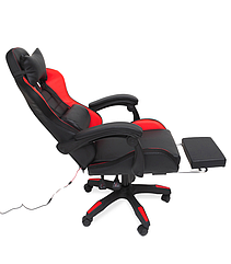Геймерське крісло з RGB підсвіткою, подушками та висувною підставкою для ніг, Чорний/Червоний (G896)