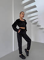 Жіночий велюровий прогулянковий костюм MIU MIU трійка велюр укорочена кофта на блискавці топ штани