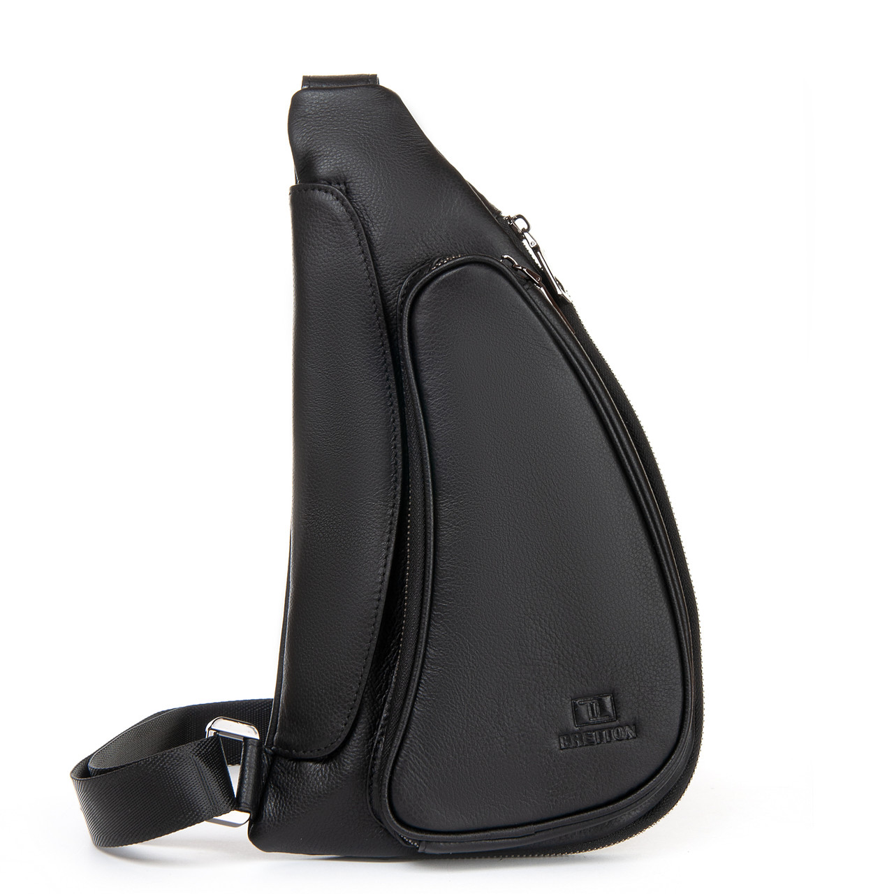 Сумка-слінг чоловіча на пече шкіряна BRETTON 9186-68 black, фото 1