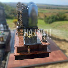 Консультація: 096 332 70 70 | Пам'ятник військовому з натурального каменю. Виконаний в граніті габро та лізниківському граніті з накладним позолоченим тризубом.