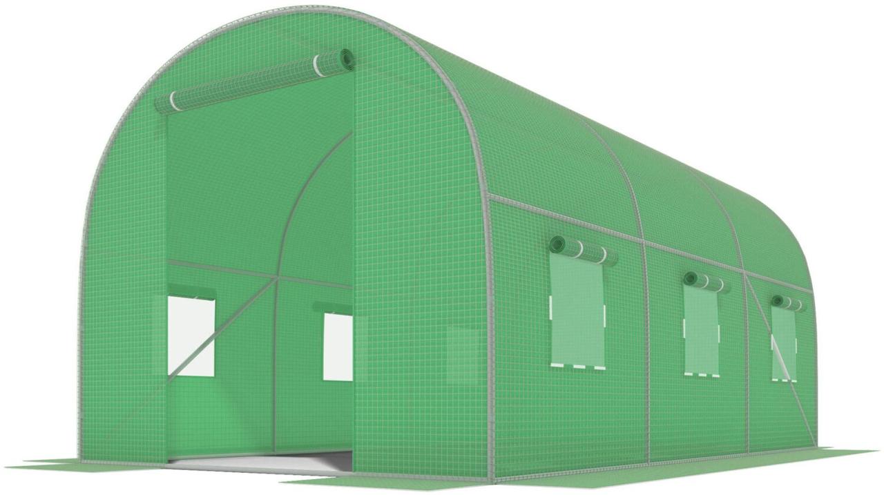 Теплиця парник Funfit 10 м² 400x250x200 см з оцинкованим каркасом, 6 вікнами, УФ-захистом та москітною сіткою