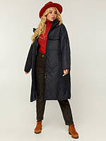 Стильне  стьобане жіноче  подовжене   пальтоєвро-зима з штучним хутром ''Сорбонна''