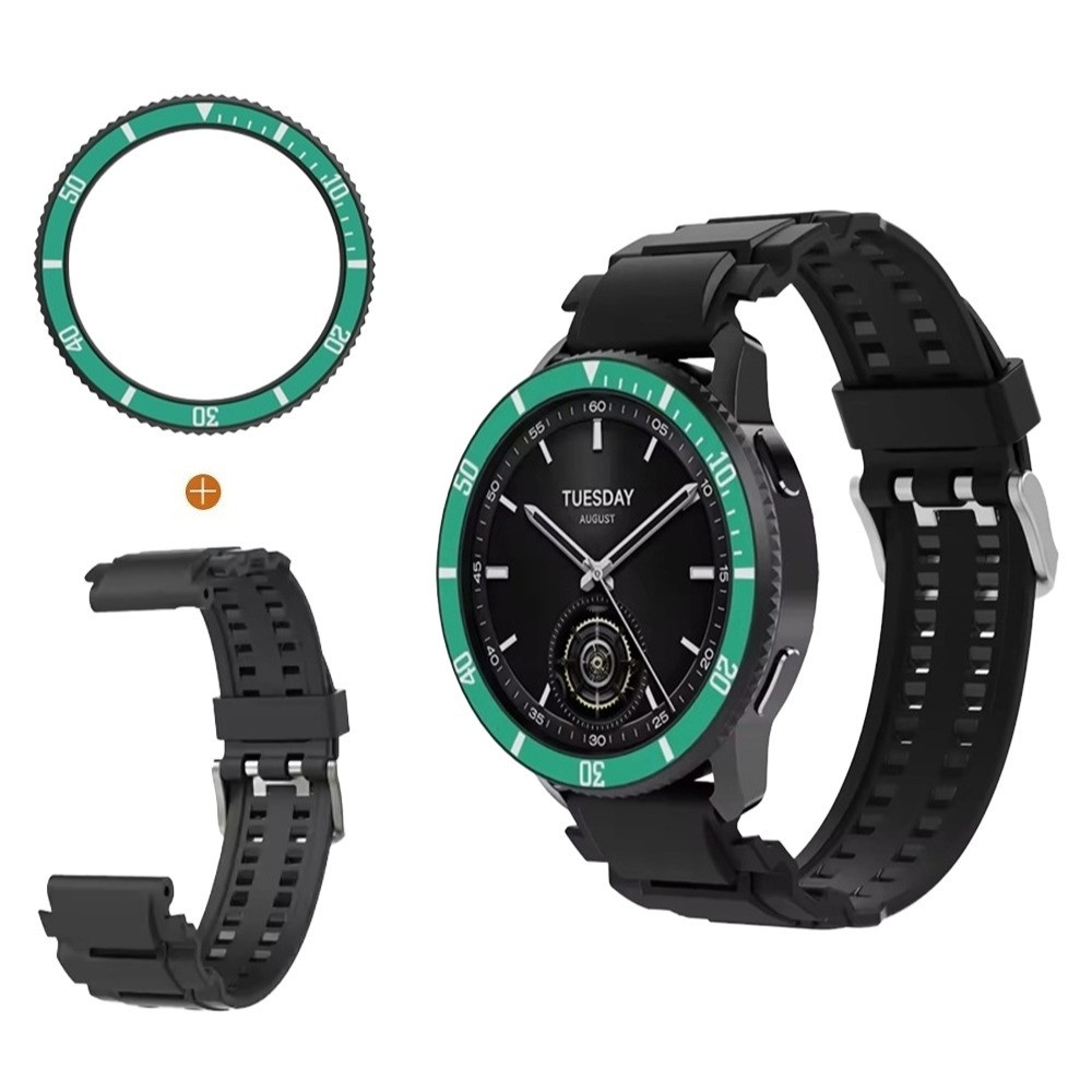 Безель Green та силіконовий ремінець для смарт годинника Xiaomi Watch S3/S4, фото 1