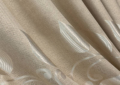 Шторна тканина льон рогожка "Листя". Колір бежевий. Код 1693ш