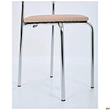 Стілець Маркос металевий для кафе, з м'яким сидінням, шкірзамінник бежевий, ніжки хром, фото 7