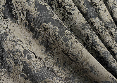 Шторна тканина "Льон Преміум", Туреччина. Колір чорний з бежевим. Код 1694ш