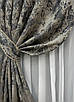 Комплект штор (2шт. 1,5х2,9м.) "Льон Преміум", Туреччина. Колір чорний з бежевим. Код 1694ш 33-0594, фото 5