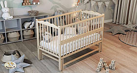 Дитяче ліжечко Дубок Веселка без ящика з маятником, Натуральний бежевий