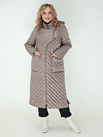 Стильне стьобане жіноче подовжене демісезонне пальто на біопухі ''Юліанна''
