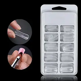 Верхні форми для нарощування нігтів 100 шт. прозорі форми для манікюру для акрилу для гелю.