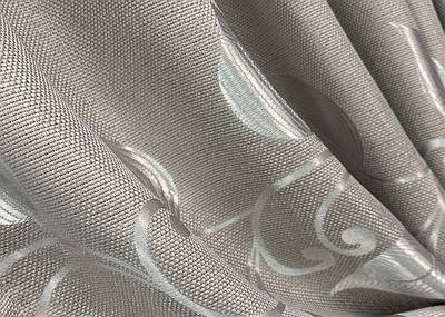 Шторна тканина льон рогожка "Листя". Колір світло-сірий. Код 1688ш