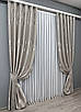 Шторна тканина льон рогожка "Листя". Колір світло-сірий. Код 1688ш, фото 9