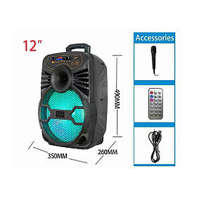 Акумуляторна акустика BIG12AVENGER usb/mp3/fm/bt + Шнуровий мікрофон