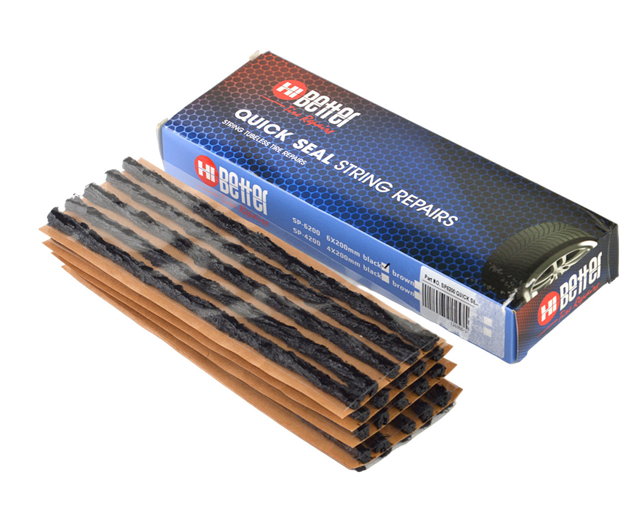 Шнур для ремонту безкамерної шини, товстий d6x200мм, чорний, 5 пластин по 5 шт. = 25 шт.