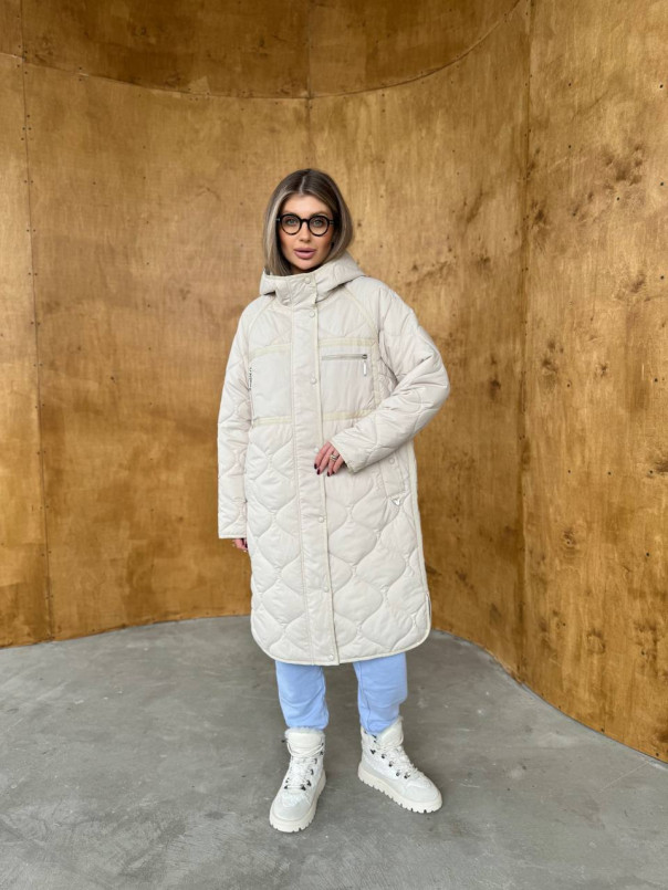 Стильне стьобане жіноче подовжене демісезонне пальто''Валетта'', фото 1