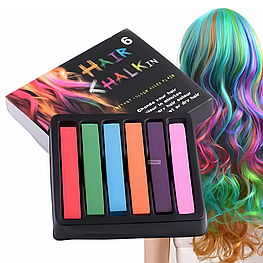 Набір кольорової крейди для волосся Hair Chalk (6 кольорів), тимчасове фарбування, крейда для волосся 3162 Люкс качество!+