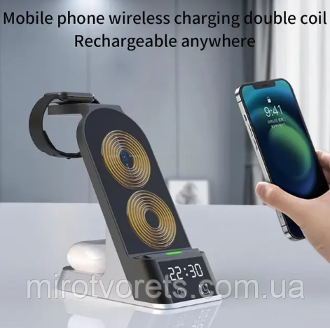 Бездротовий Зарядний Пристрій H36 Fast Wireless Charger 6в1 5-15W, док станція, швидка зарядка, фото 1