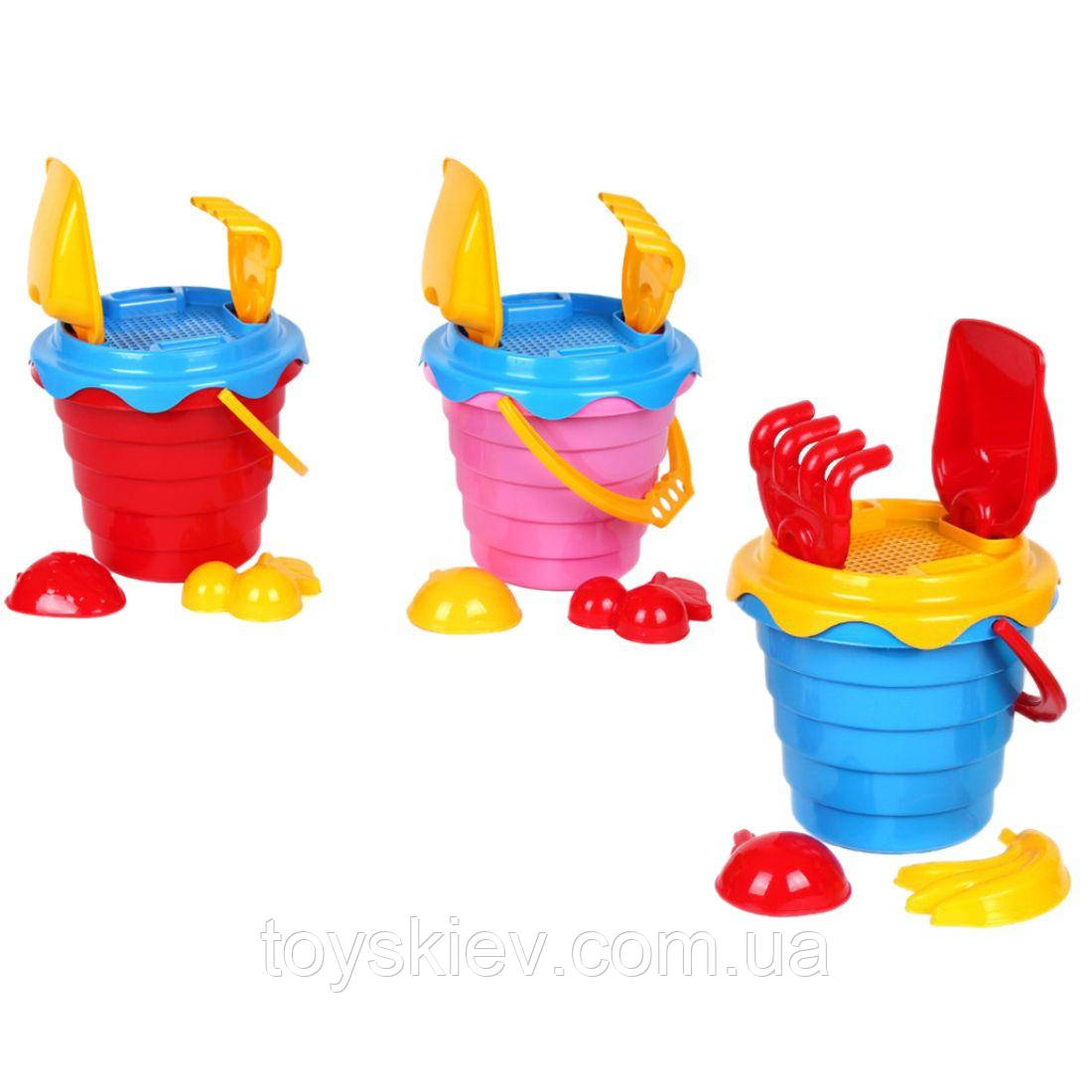 0489 Пісочний набір Технок, лопата, граблі,ведро, фото 1