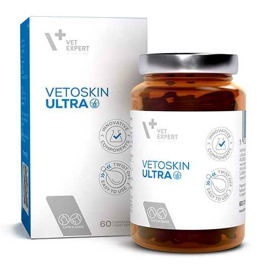 ВетоСкін Ультра для підтримки стану гіперчутливої та атопічної шкіри у собак та котів, 60 капс
