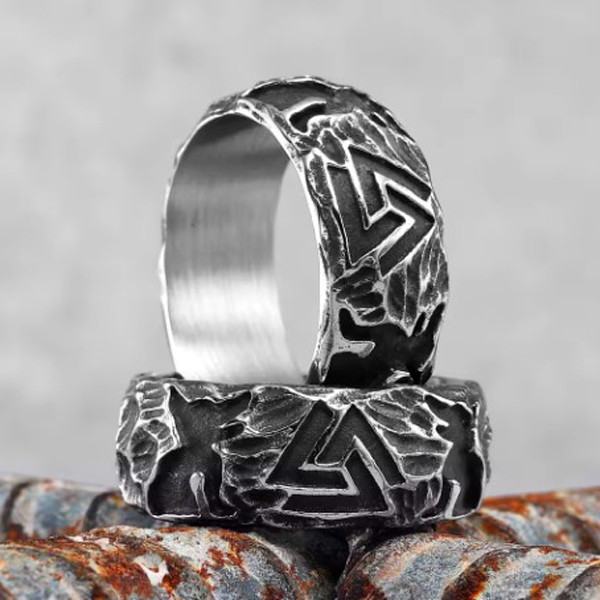 Кільце перстень чоловіче сталеве VALCNUT-2 з нержавіючої сталі 316L з Вузлом мертвих 19, фото 1