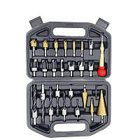 Набір свердел із зенківкою 26 шт Свердла ступінчасті, набір пробочників, свердла по металу, для дерева