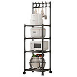 Підлогова полиця стійка для кухні Hook Storage Rack SKLM-21 Стелаж органайзер з гачками на 4 яруси, фото 6