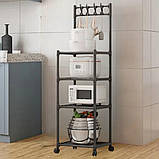 Підлогова полиця стійка для кухні Hook Storage Rack SKLM-21 Стелаж органайзер з гачками на 4 яруси, фото 9