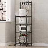 Підлогова полиця стійка для кухні Hook Storage Rack SKLM-21 Стелаж органайзер з гачками на 4 яруси, фото 3